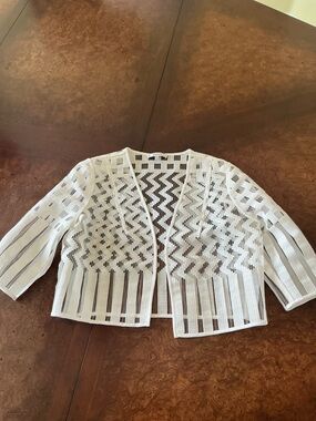 Milly White Geometric Patterned Bolero Jacket